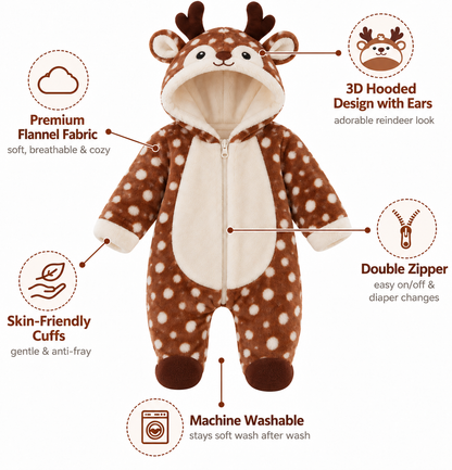 Cozy Reindeer Onesie That Keeps Baby Warm